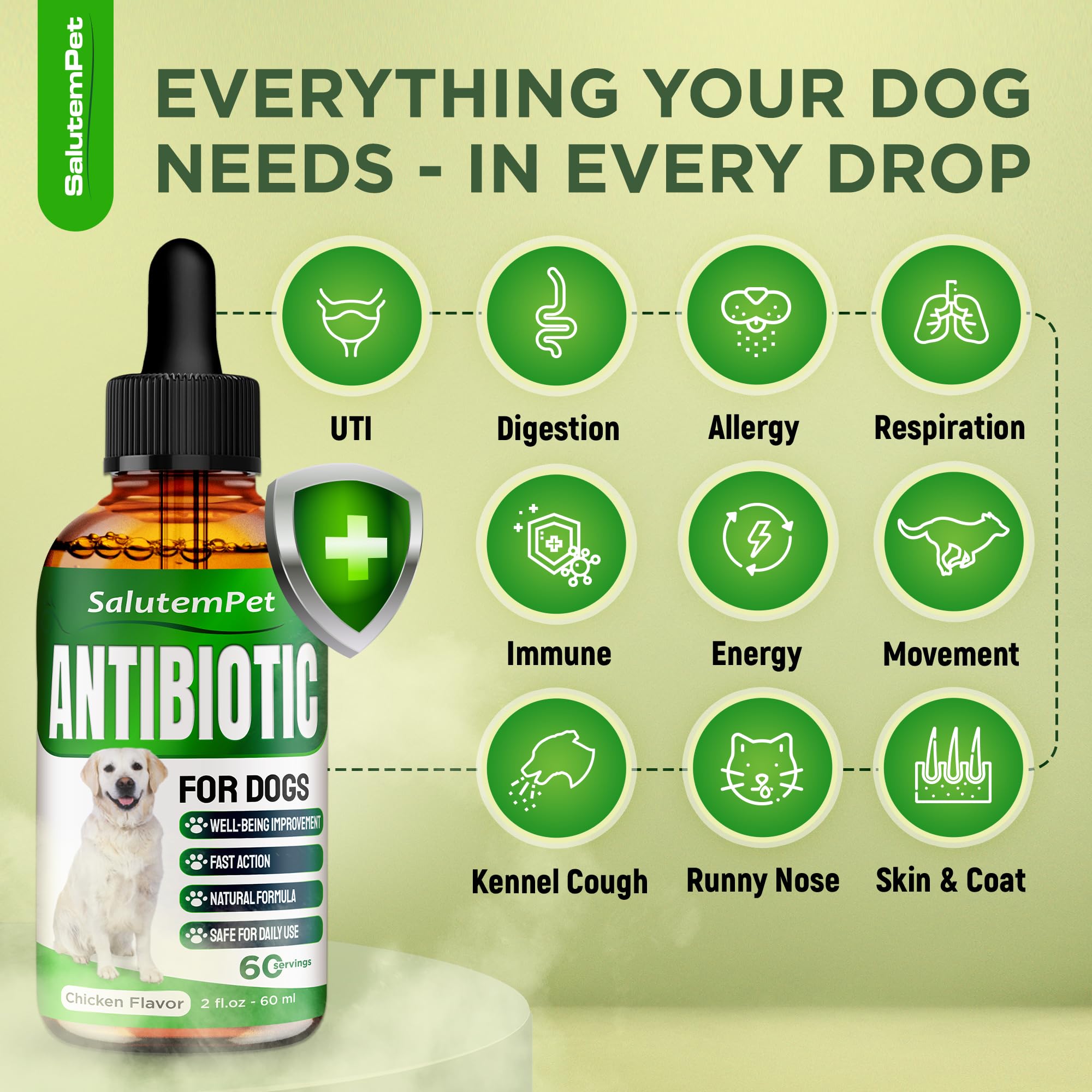 SalutemPet drops application on dog demonstrates simple administration for daily comfort.