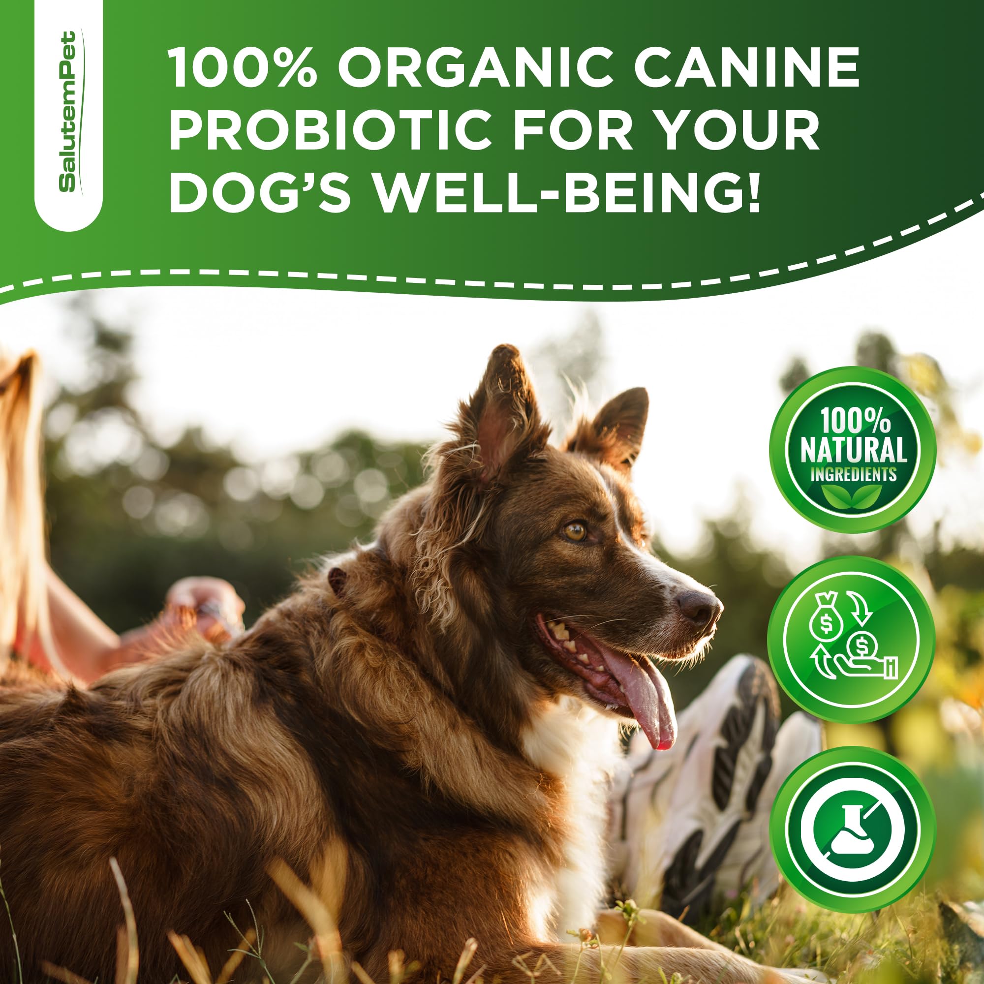 SalutemPet 2oz packaging image displays portable digestive care.