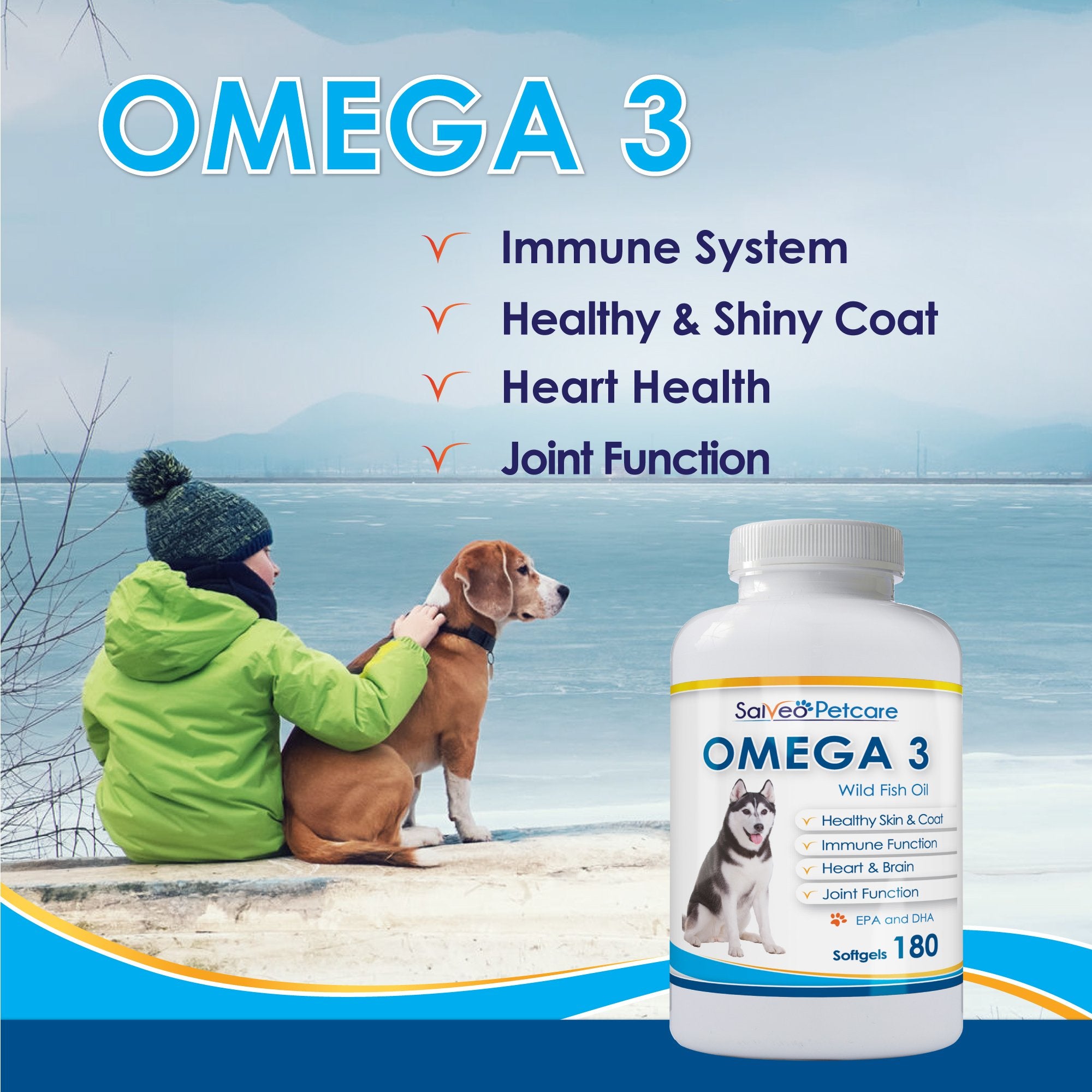 Salveo Omega-3 Dogs coat-gloss highlights skin comfort and a shiny coat.