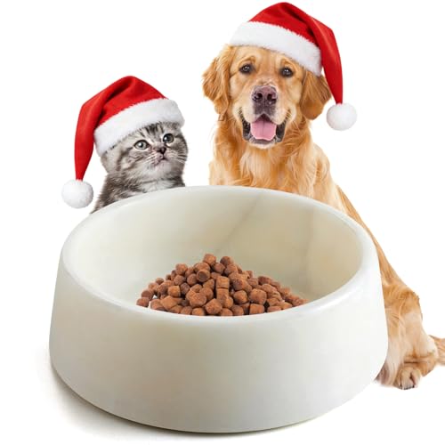 SAMAH white marble dog bowl texture close-up showing premium aesthetics for pets