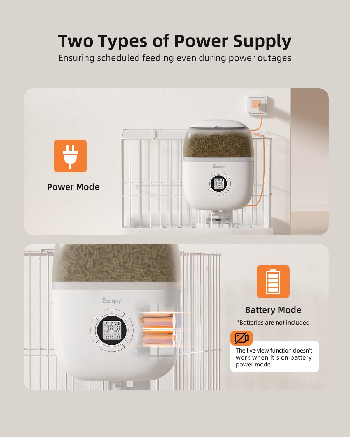 Sandpoy programmable meal times enable flexible scheduling for busy pet parents.
