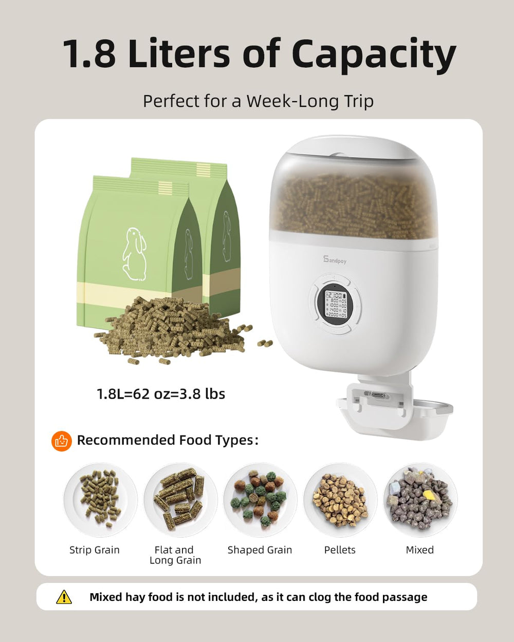 Sandpoy transparent food container lets you monitor kibble levels at a glance.