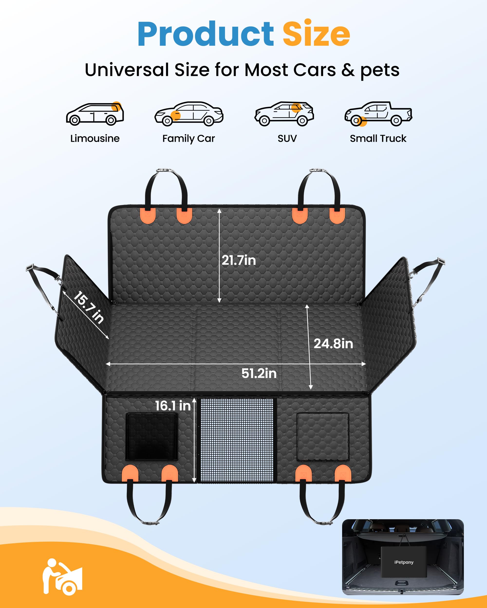 Sangoodier dog seat cover adapts to cars, trucks, SUVs, and Jeeps.