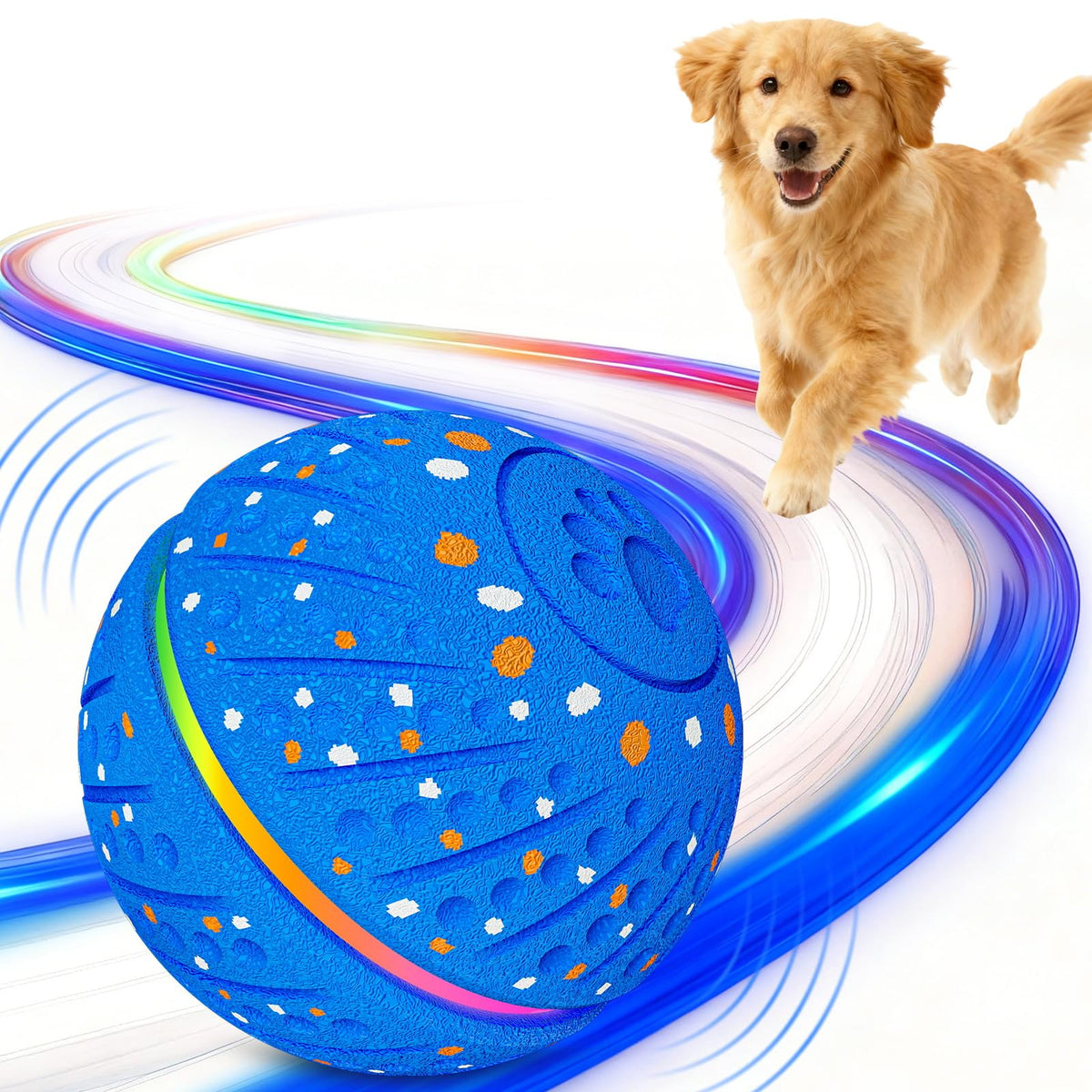 Sankell interactive dog ball blue lights improves visual stimulation during play