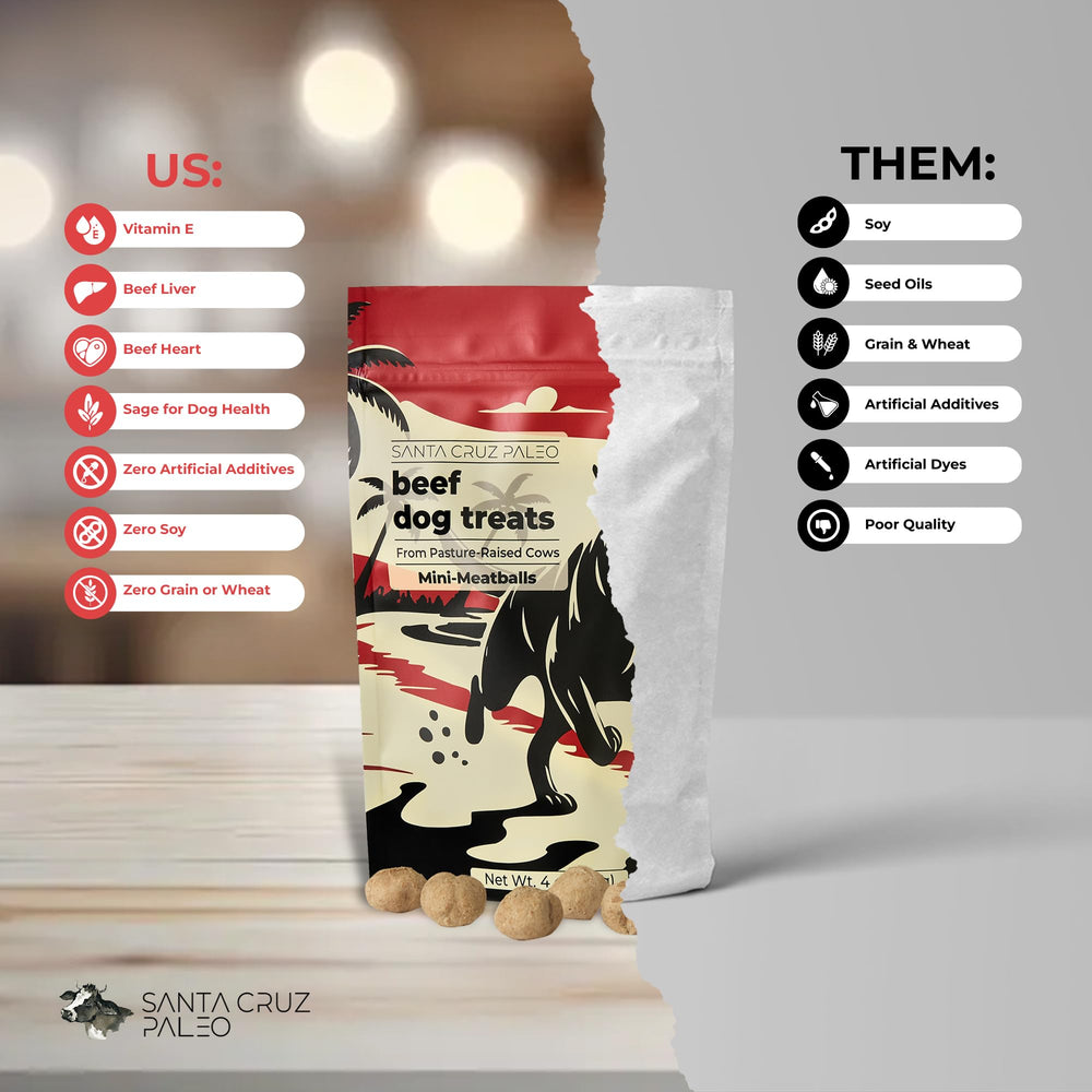 Santa Cruz Paleo dog treats 4 oz resealable bag for convenient storage