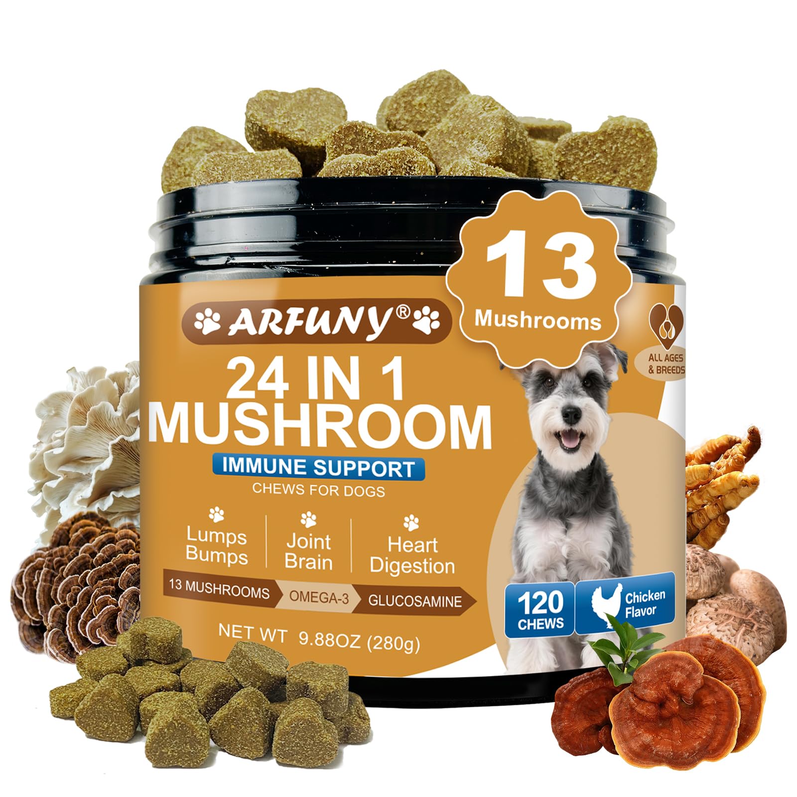 SANTKOL Mushrooms for Dogs turkey-tail-bottle highlights immune support for pets.
