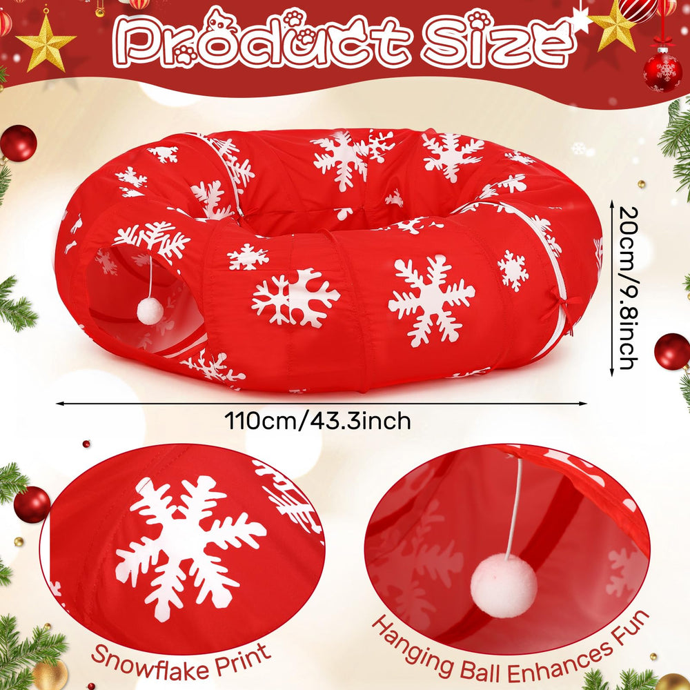 Sanwuta Christmas Cat Tunnel entrance with hanging ornament for interactive play
