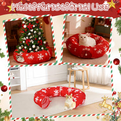 Sanwuta Christmas Cat Tunnel unfolds into a long play tube for kittens