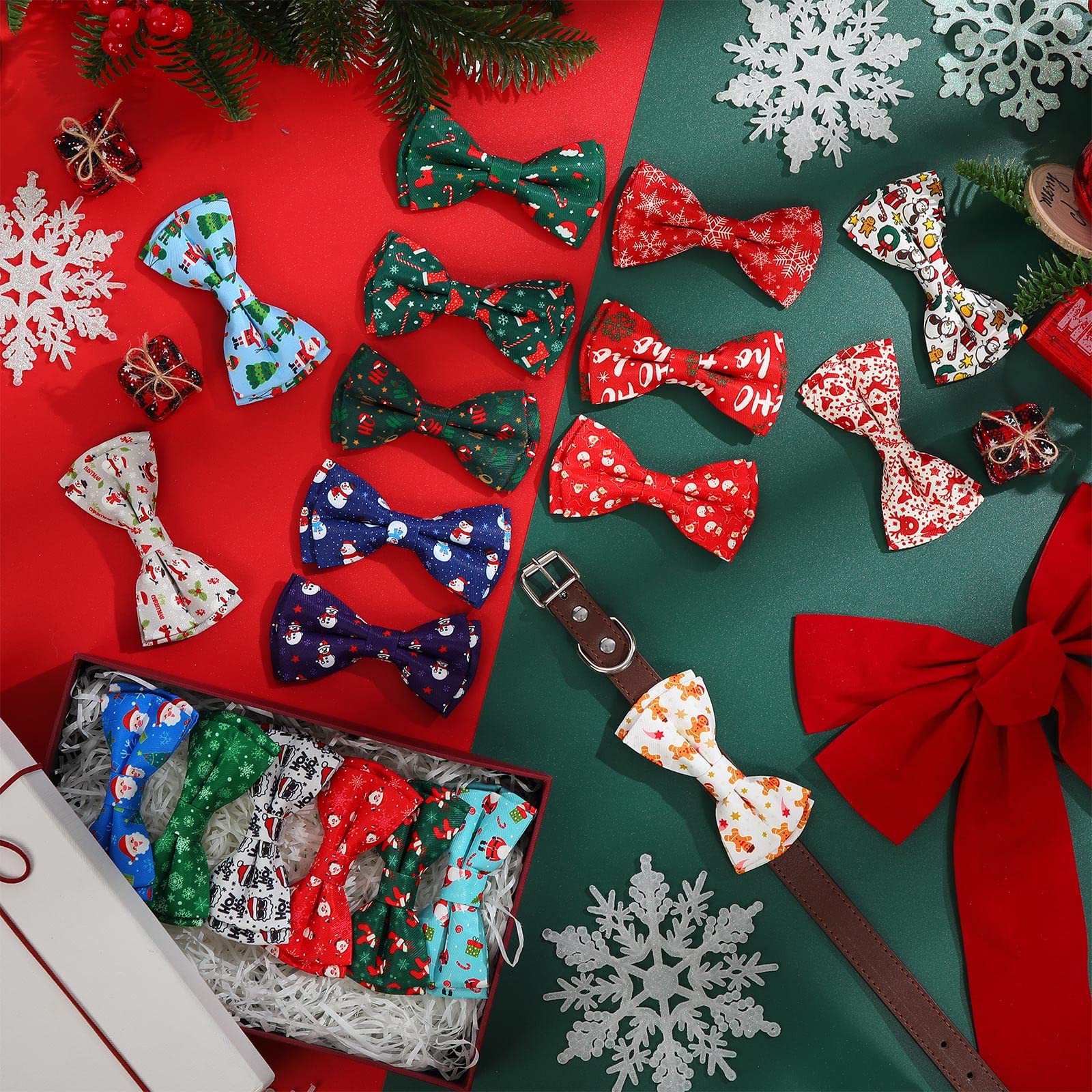 Sanwuta Christmas dog bow tie adjustable-fit design ensures comfortable wear.