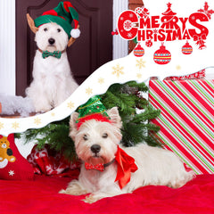 Sanwuta Christmas dog bow tie elastic-band back demonstrates easy attachment on collars.