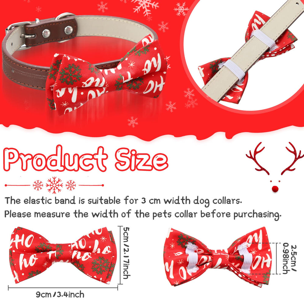Sanwuta Christmas dog bow tie snowflake-pattern close-up shows seasonal style for walks.