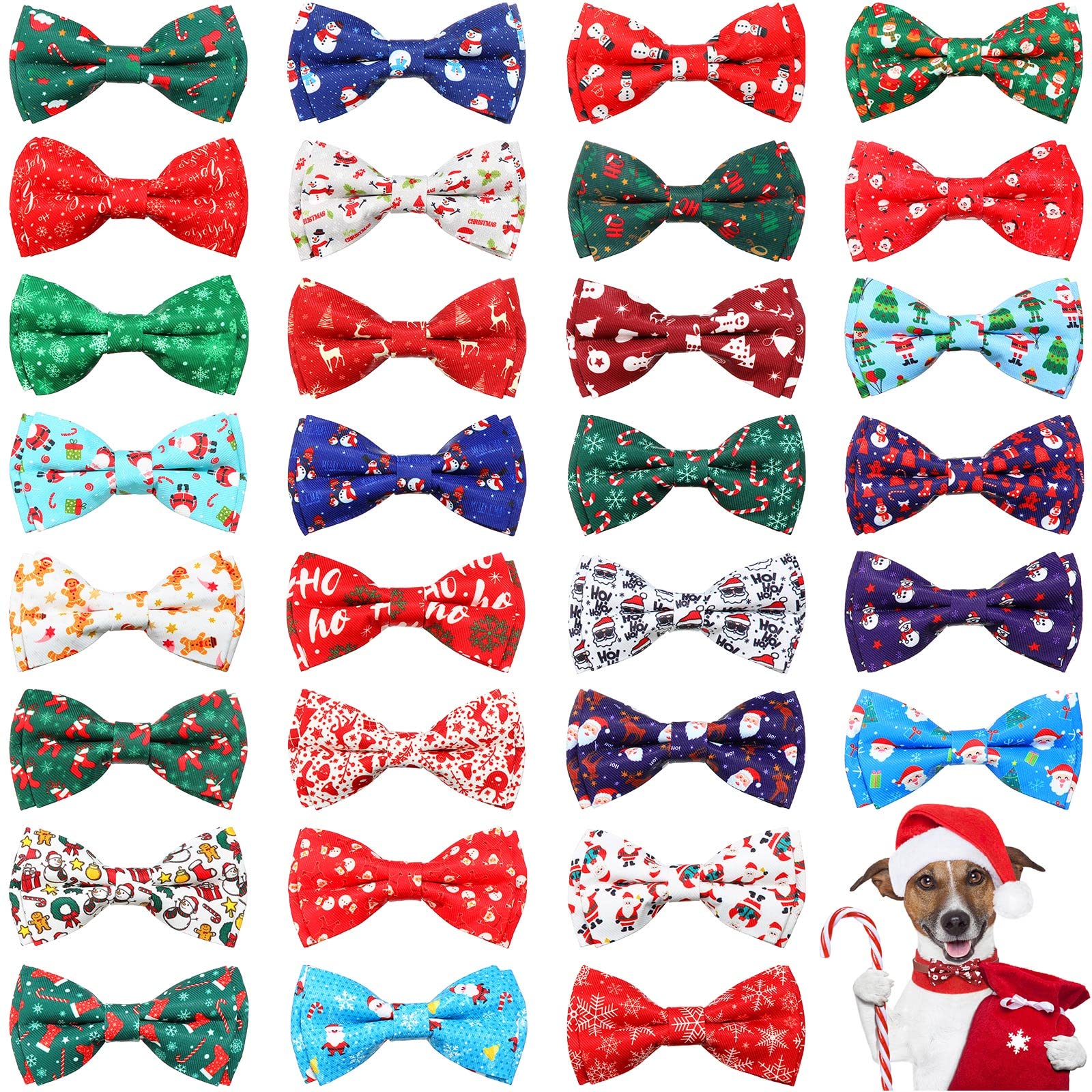 Sanwuta Christmas dog bow tie snowman-style front view adds festive charm for parties.