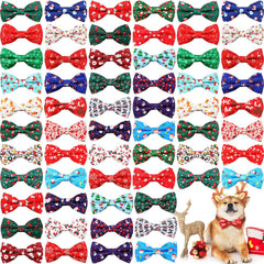 Sanwuta Christmas dog bow ties in assorted patterns add festive flair for holiday styling.