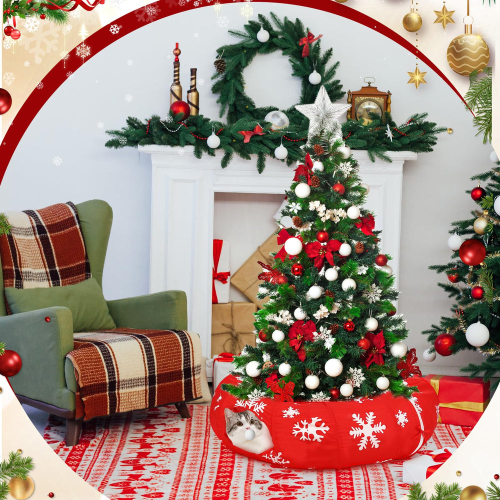 Sanwuta Christmas prints add seasonal charm while cats explore and relax