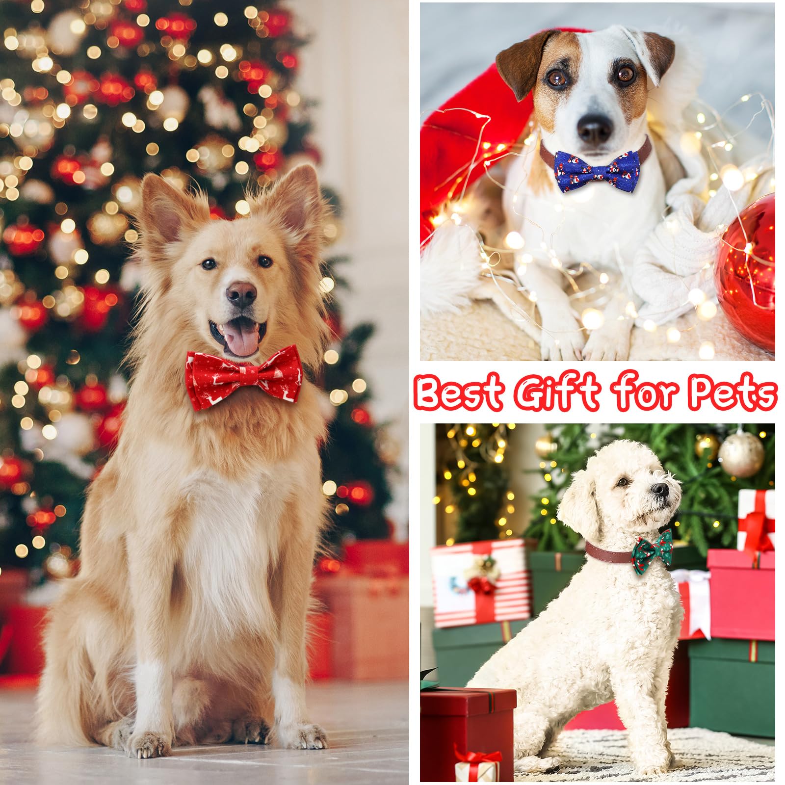 Sanwuta Christmas tree-pattern bow tie ideal for pet holiday celebrations.