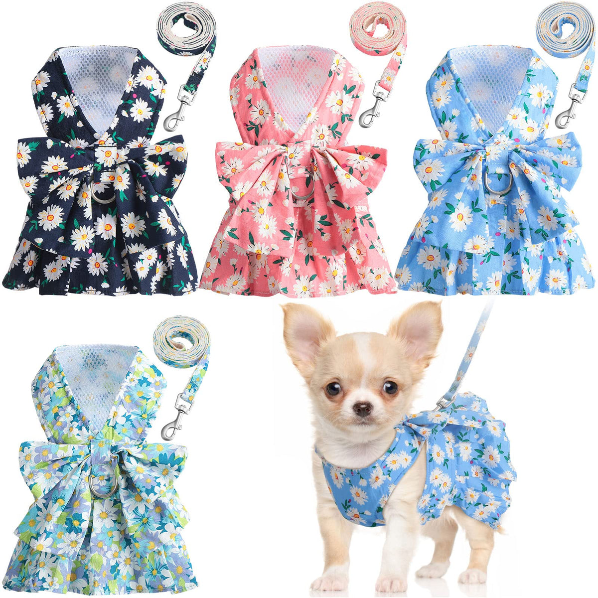 Sanwuta dog dress harness glacier blue front view for daily walks