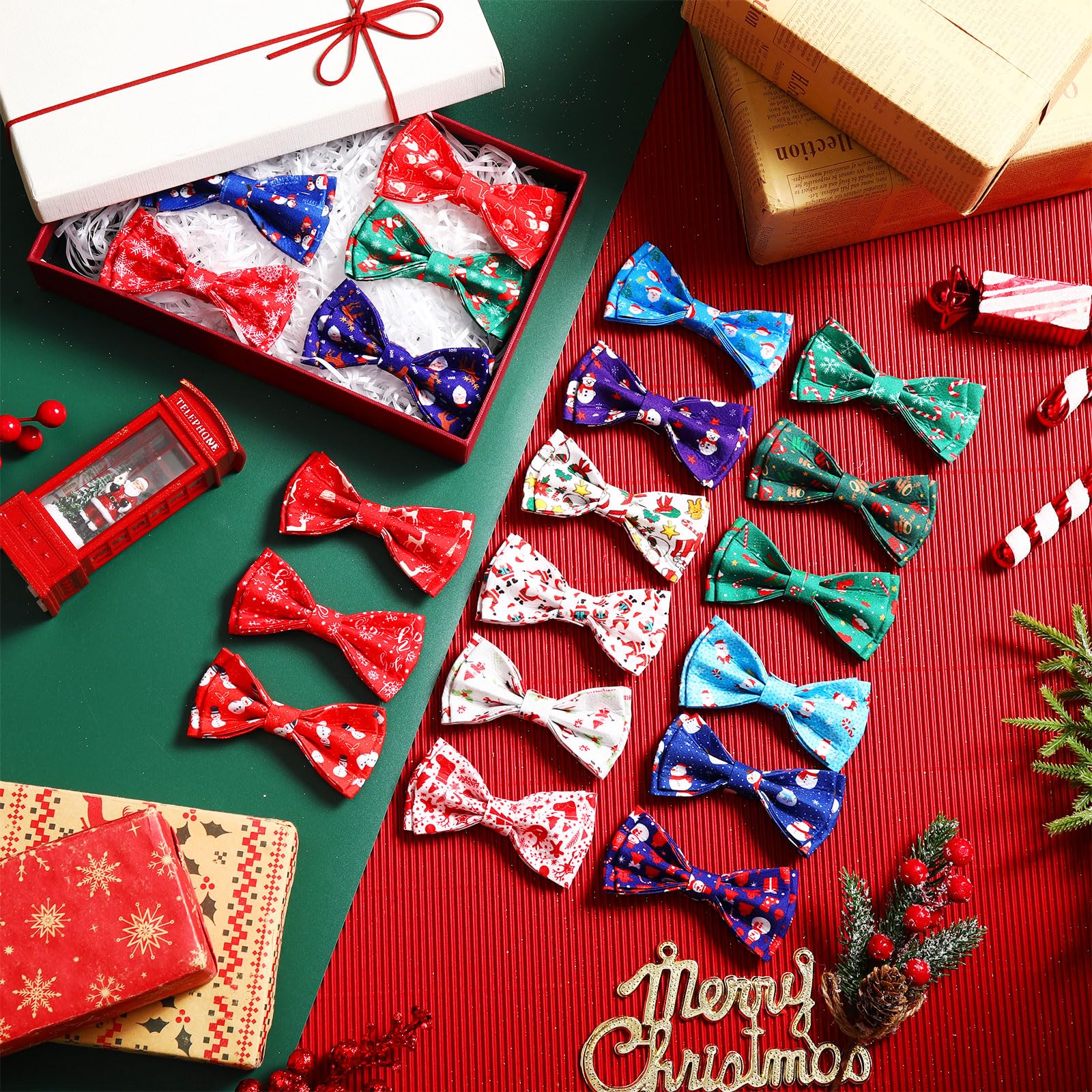 Sanwuta snowflake-pattern bow tie enhances festive everyday wear.
