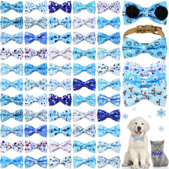 Sanwuta winter dog bow with snowflake pattern adds festive charm.
