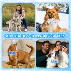 Sanwuta winter dog bow with snowflake pattern brightens holiday photos.