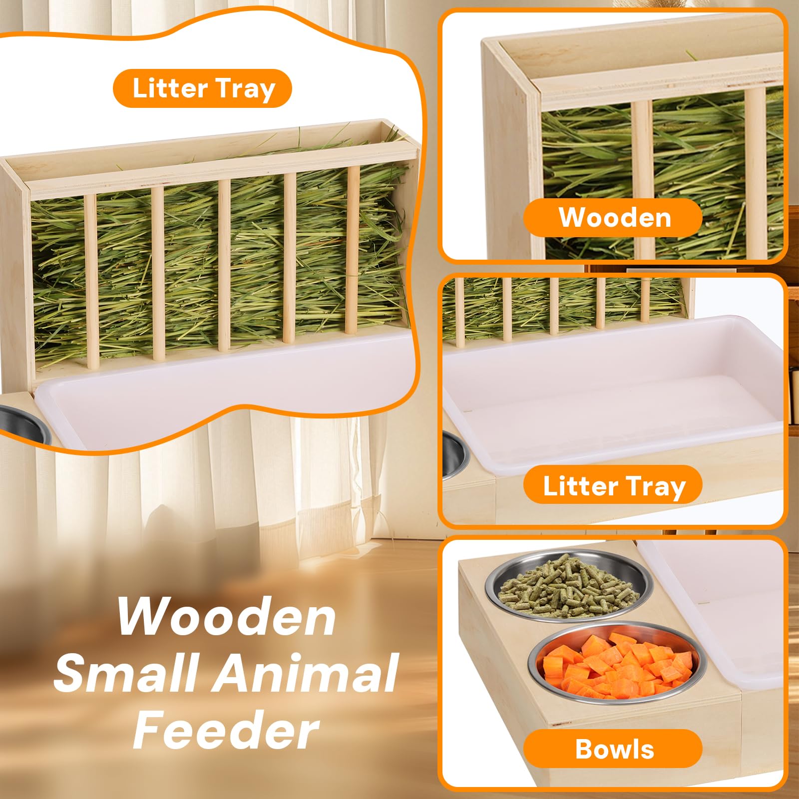 SANXHAMSTER sturdy wood construction, safe habitat for bunnies and guinea pigs