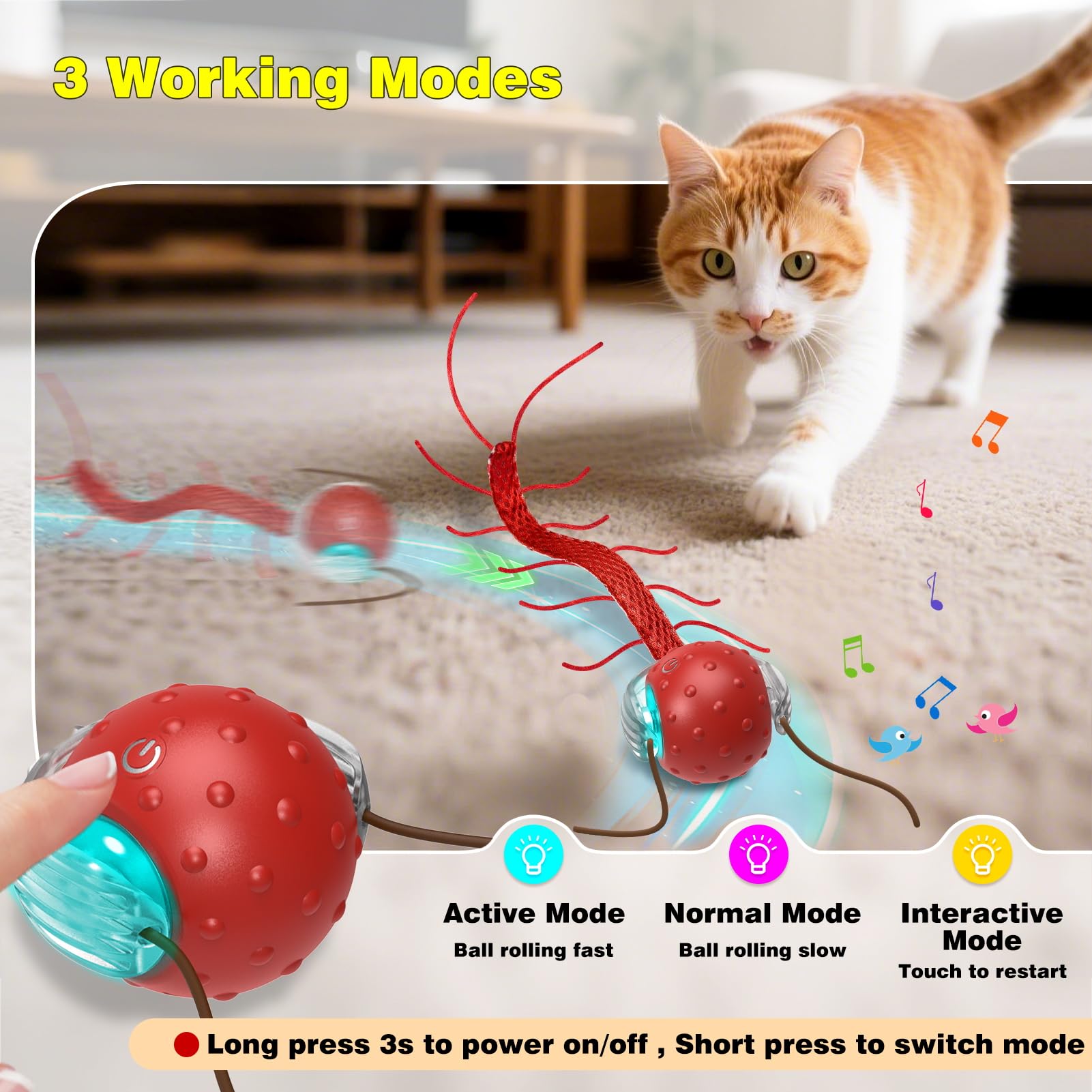 Saolife cat ball’s dozens of legs create mesmerizing movement for paw play.
