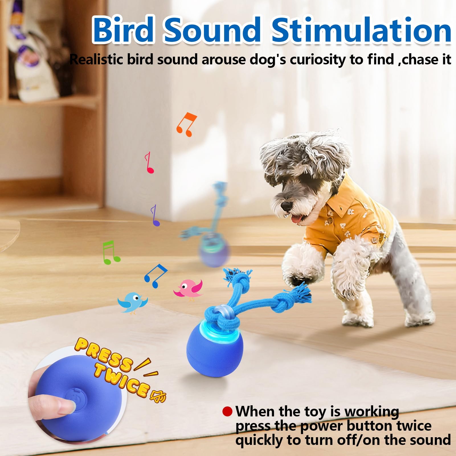 Saolife interactive dog ball three-modes showcases Normal, Active, Interactive play.