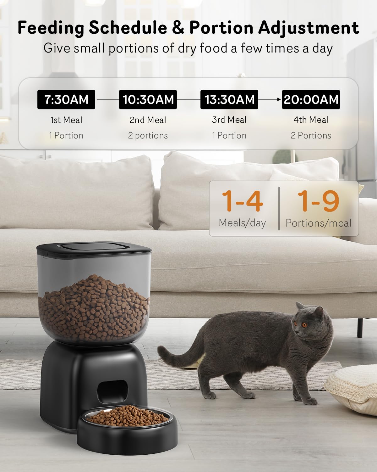 Sarpaws Automatic Feeder side drawer open for easy refill and planning.