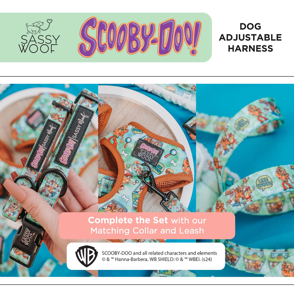 Sassy Woof Scooby-Doo harness adjustable fit for growing dogs.