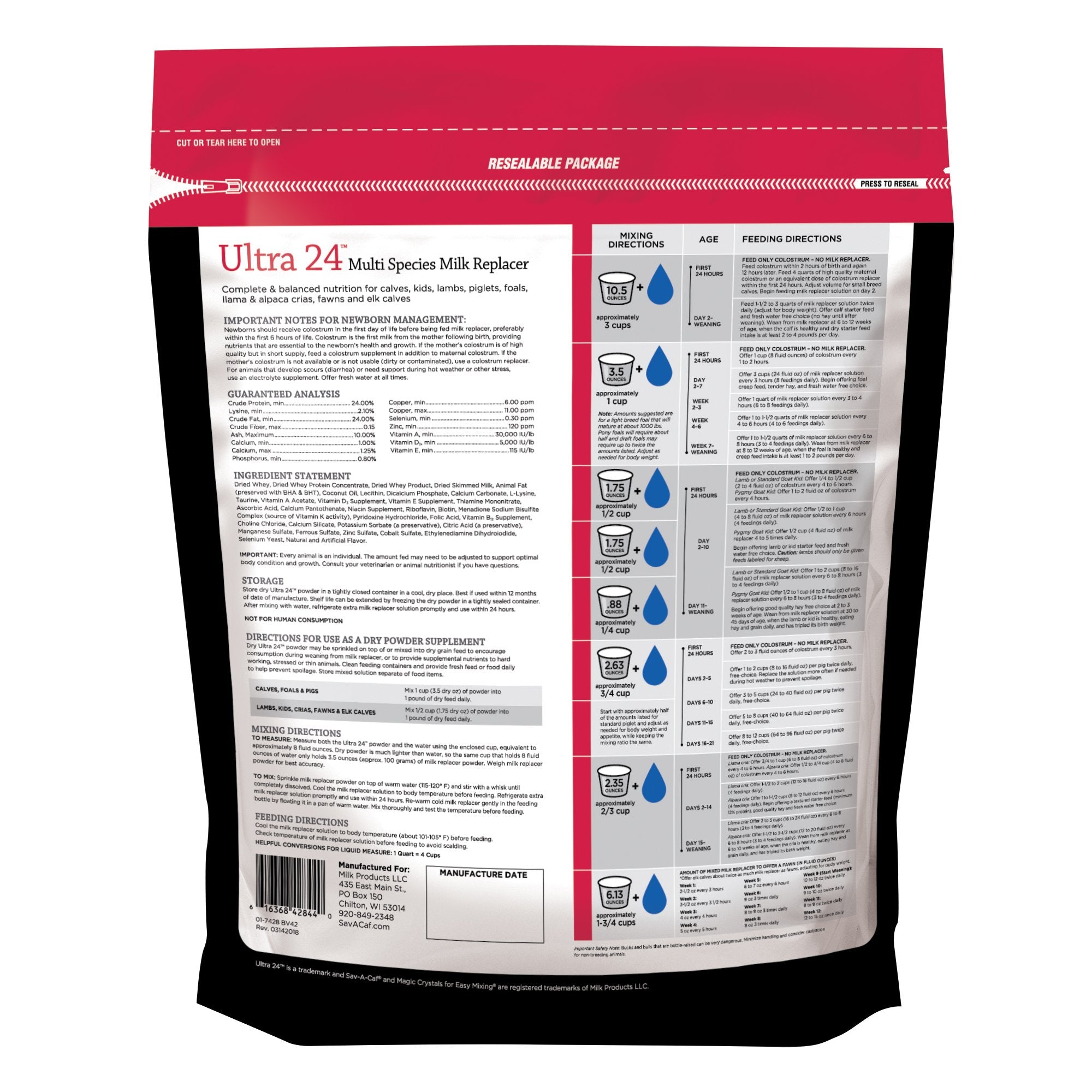 Sav-A-Caf Milk Replacer mixing-bowl demonstrates smooth mixing and quick preparation.