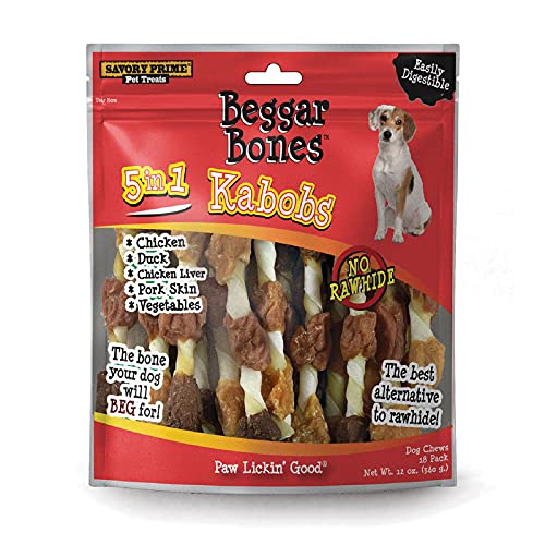 SavorSavory Prime Beggar Bones 8in Kabobs—grain-free chews for dogs