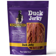 Savory Prime duck jerky pack—two-pound bag ideal high-protein reward.