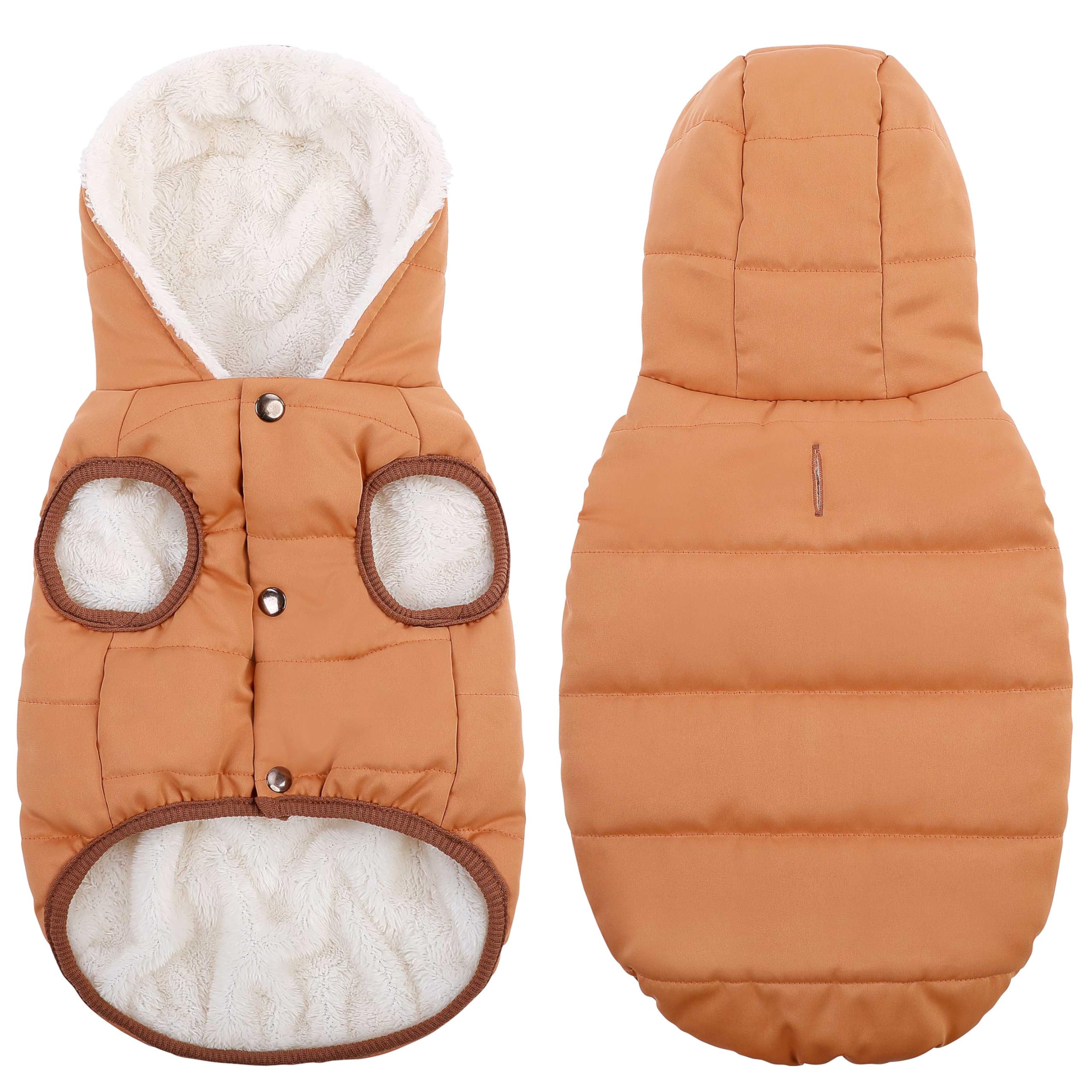SAWMONG dog coat hood detail demonstrates adjustable warmth on chilly walks