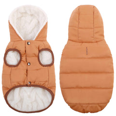SAWMONG dog coat hood detail demonstrates adjustable warmth on chilly walks
