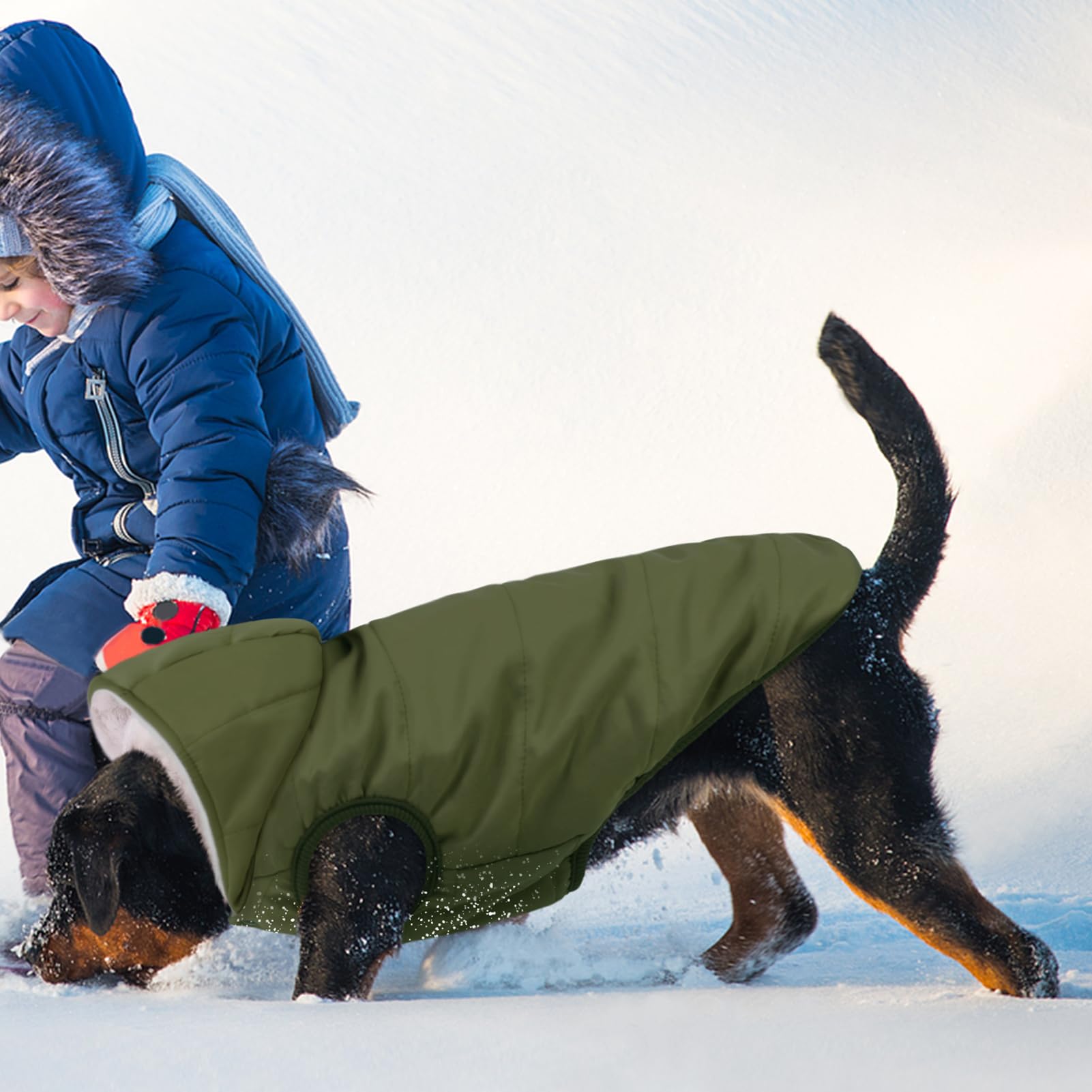 SAWMONG dog coat with metal snaps for secure on/off