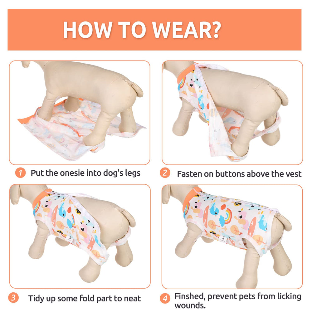 SAWMONG dog recovery suit orange bee close-up of breathable material