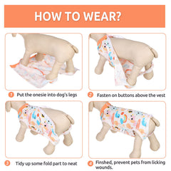 SAWMONG dog recovery suit orange bee close-up of breathable material