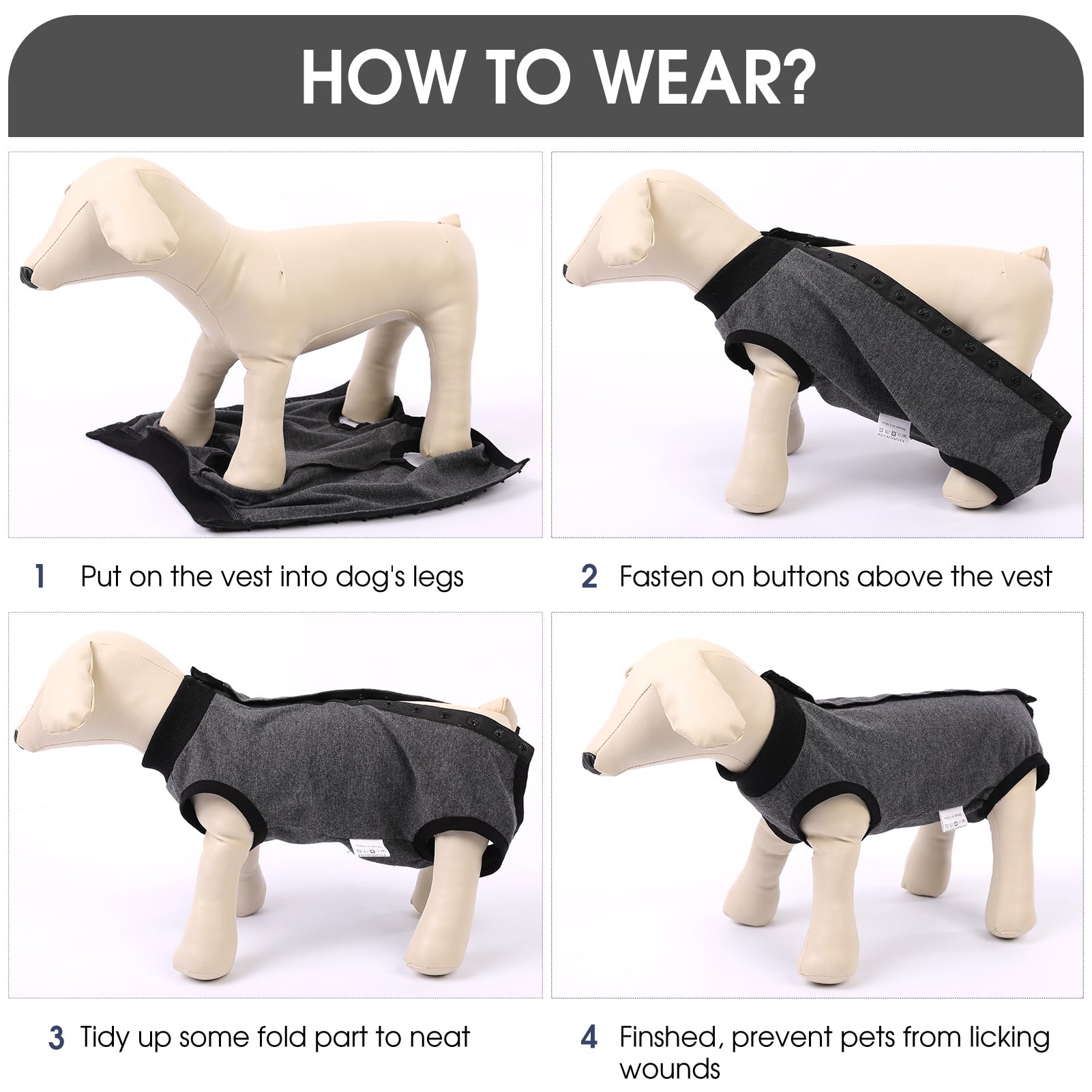 SAWMONG recovery suit dogs grey material closeup shows breathable cotton blend comfort