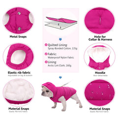 SAWMONG windproof dog coat snaps close-up for easy on/off.