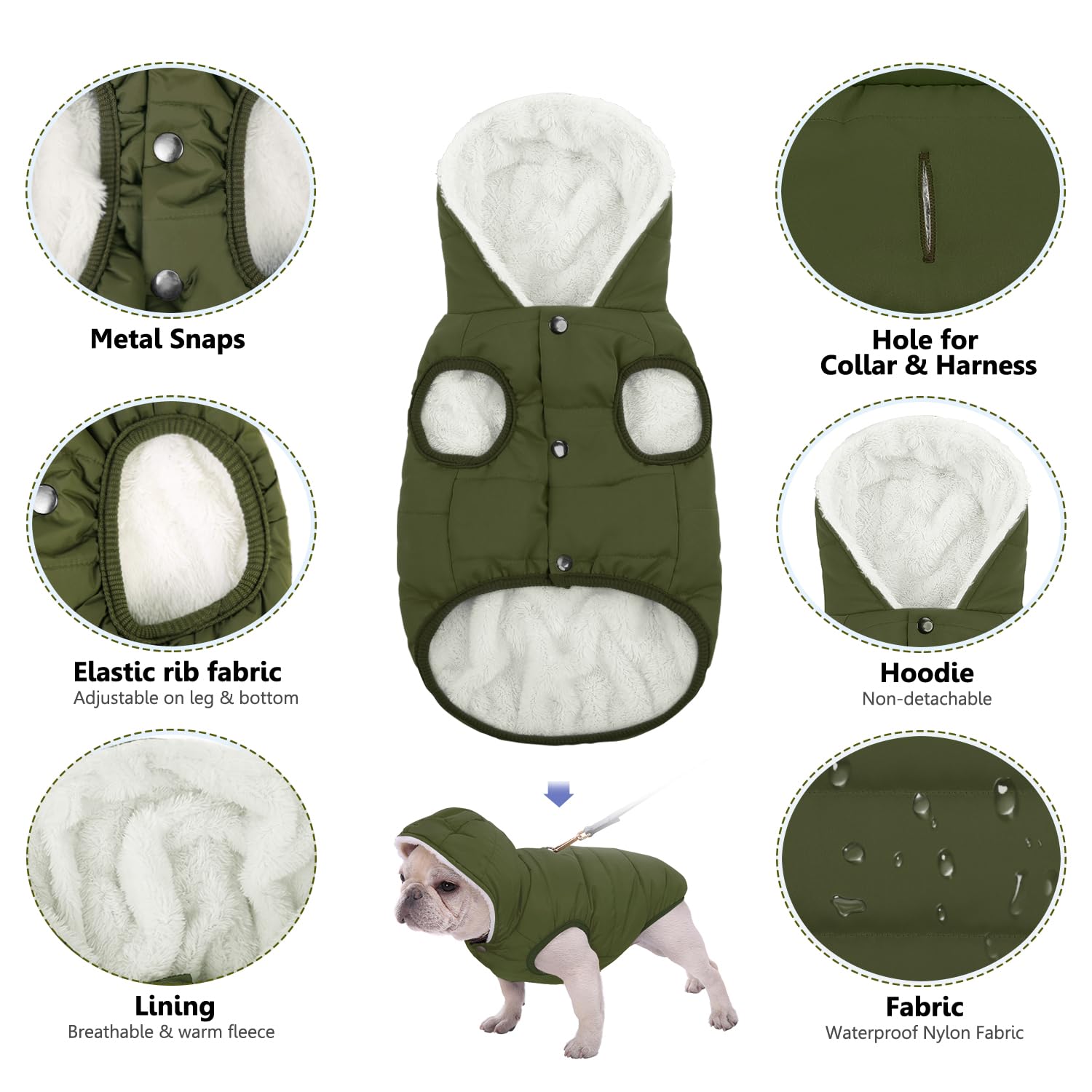 SAWMONG winter warm dog jacket offers cozy insulation for cold-weather outings