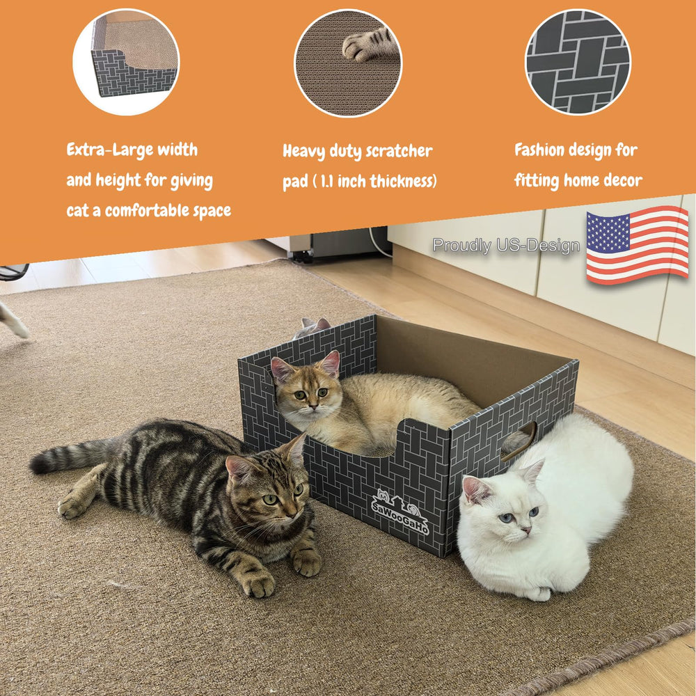 SAWOOGAHO cat box usage space highlights roomy area for lounging and scratching
