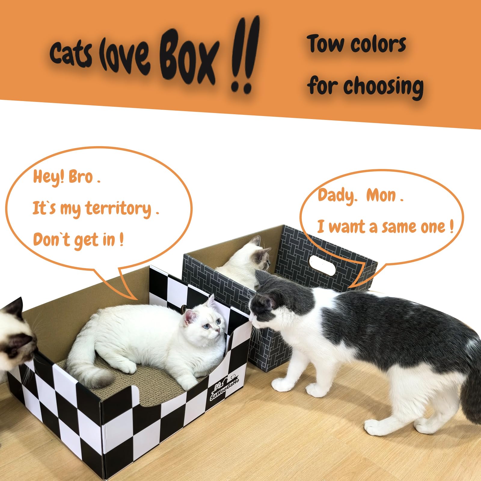 SAWOOGAHO scratching pad inside view emphasizes durable eco-friendly cardboard