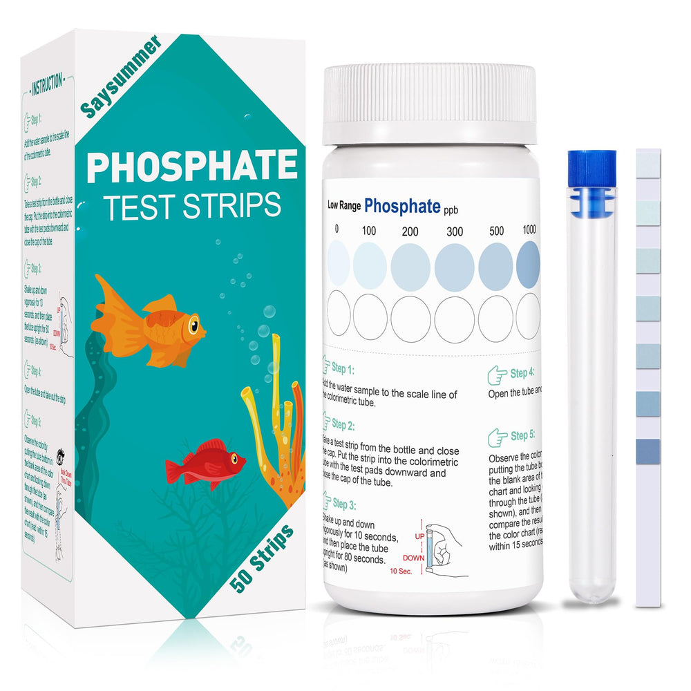SaySummer phosphate test kit bottle and strips for quick, accurate aquarium testing.