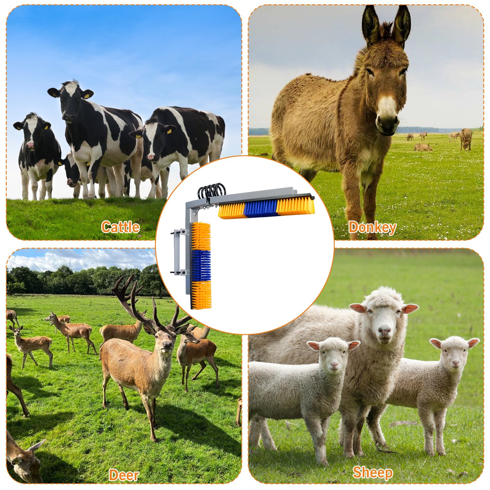 Sayutie livestock scratch brush used on cattle for grooming and dirt removal