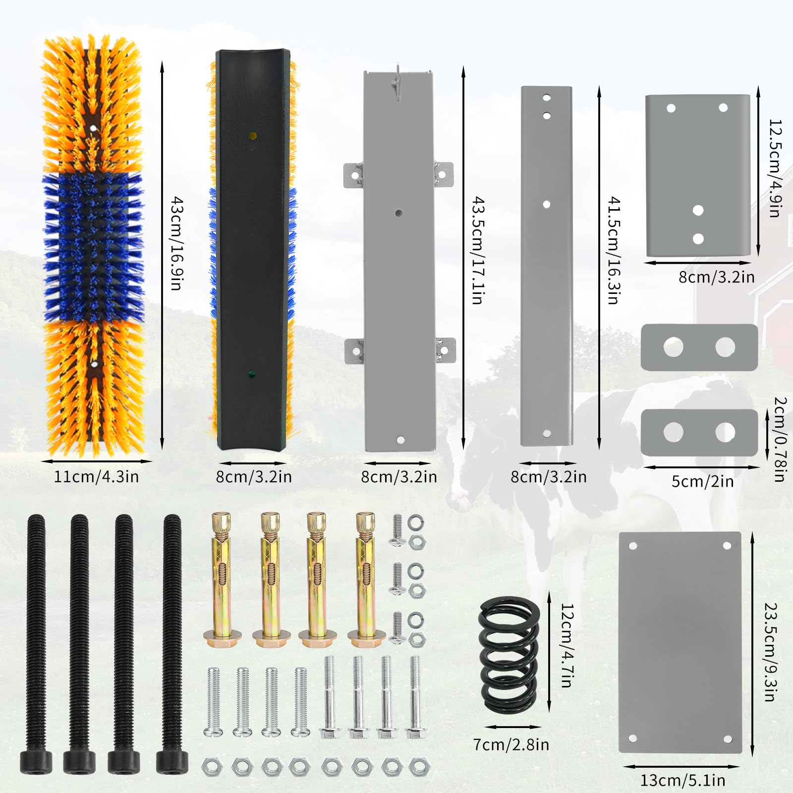 Sayutie livestock scratch brush mounted on a fence post for convenient placement