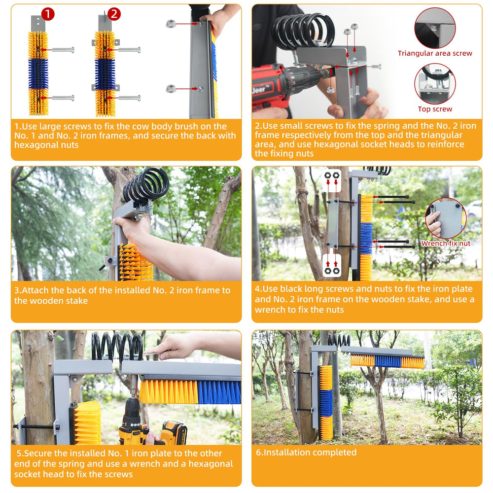 Sayutie livestock scratch brush spring mechanism highlighted for effective carding and massage