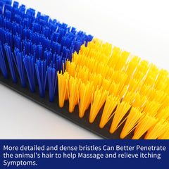 Sayutie livestock scratch brush yellow close-up, highlighting safe plastic body for livestock