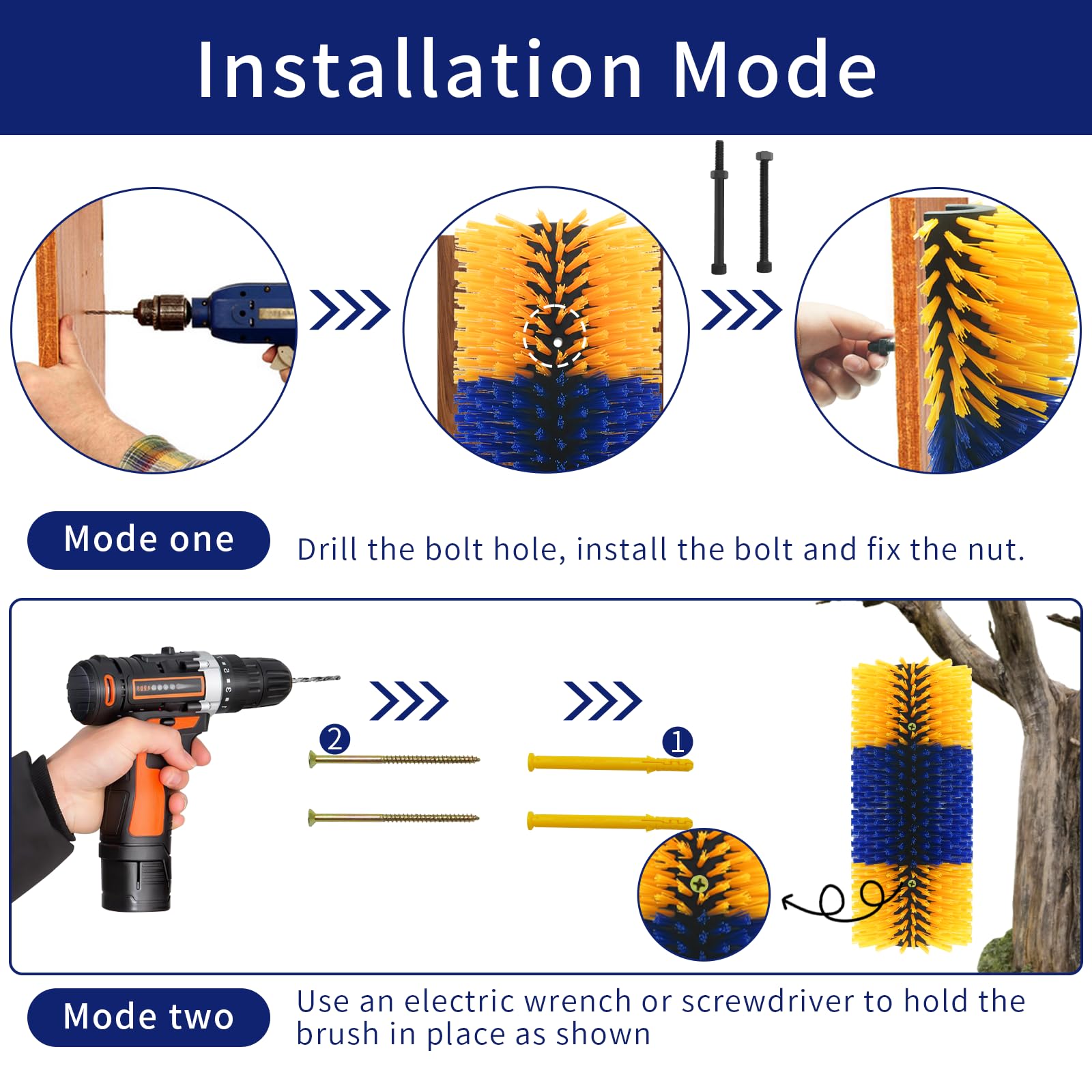 Sayutie brush with four screws included for secure mounting.