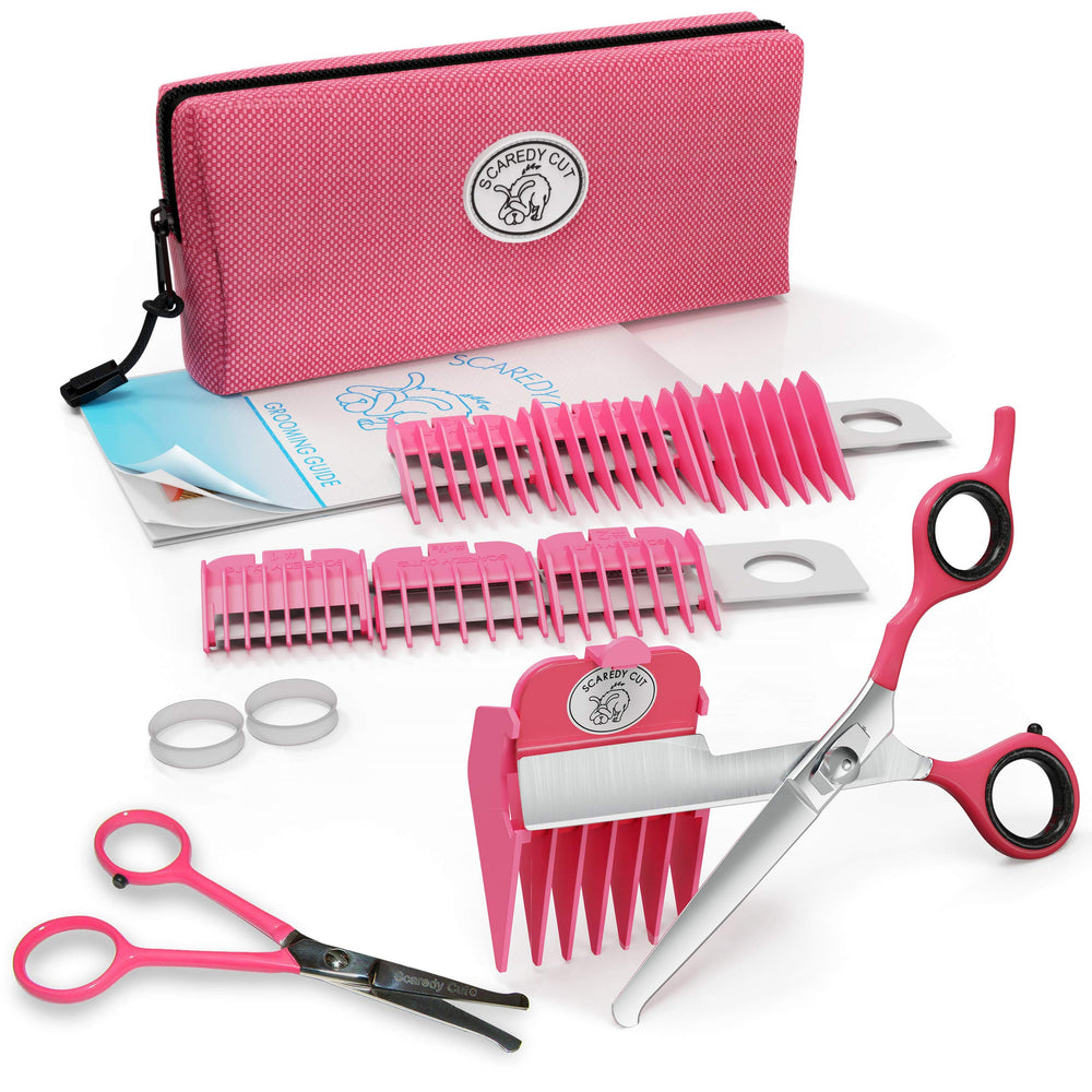 Scaredy Cut pink right-handed design fits comfortably for precise grooming