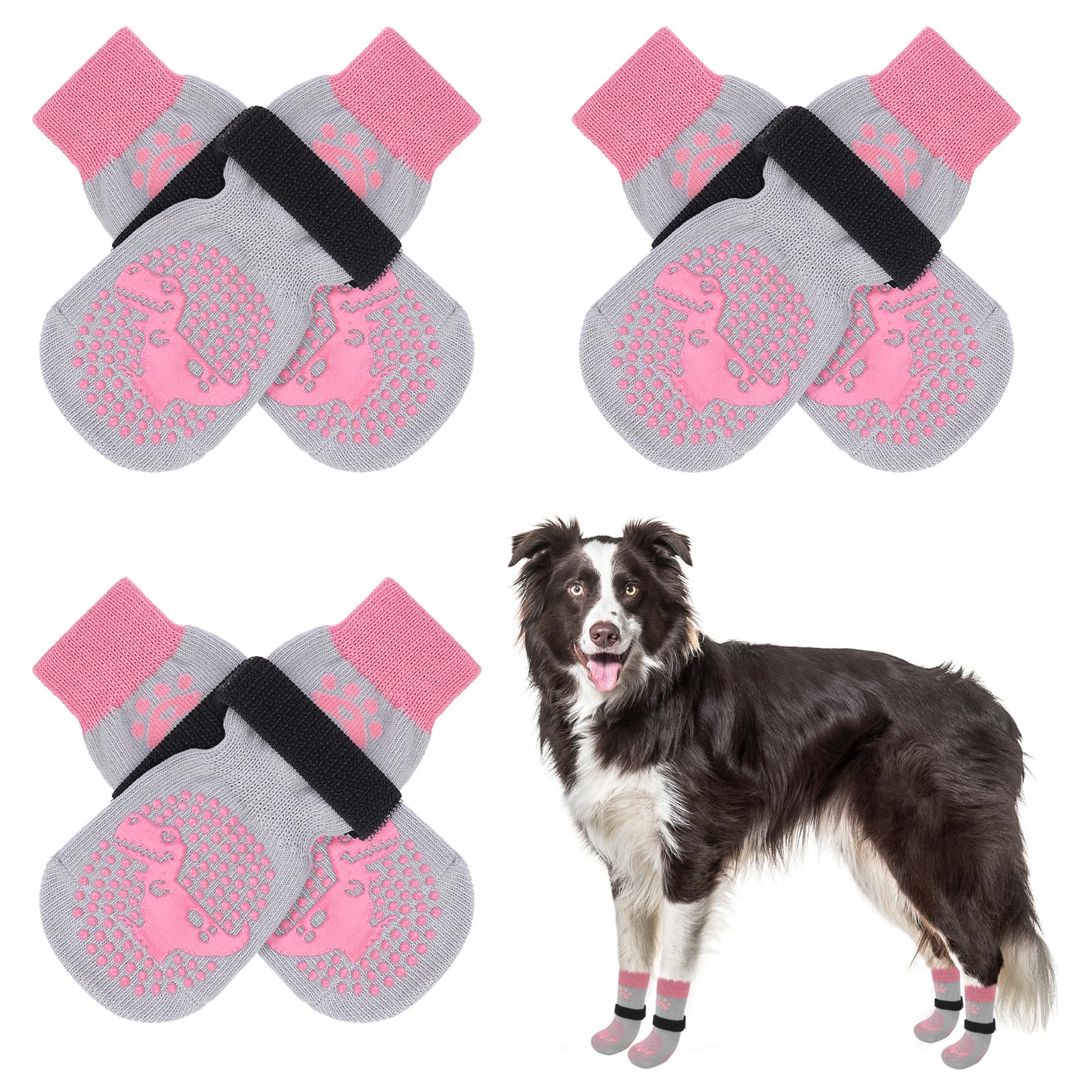 SCENEREAL anti-slip dog socks provide paw traction on hardwood floors