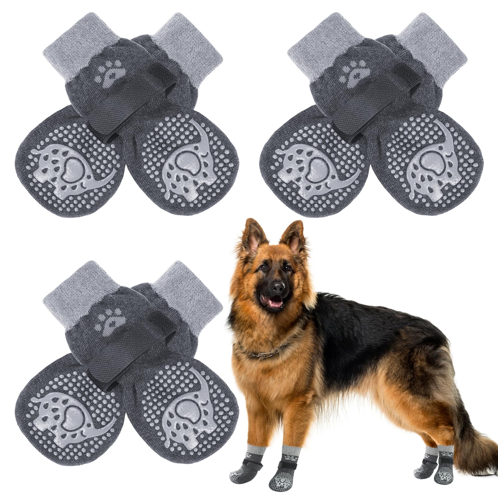 SCENEREAL anti-slip dog socks with traction pattern for safer indoor floors.